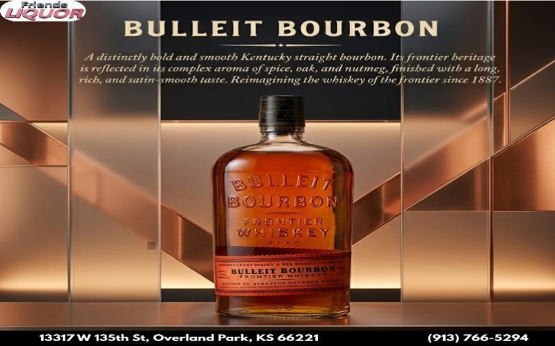 BULLEIT BOURBON Available at friends liquor 