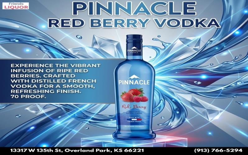 Pinnacle Vodka bottle close up clear premium vodka glass bottle product image liquor store Friends Liquor Kansas City beverage packaging shot