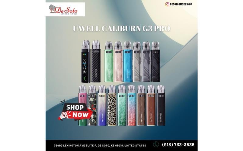 UWELL Caliburn G3 Pro pod system vape device available at Desoto Smoke Shop
