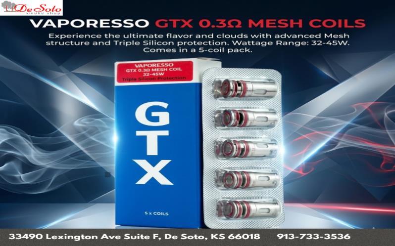 VAPORESSO GTX 0.3 MESH COILS  available at desoto smoke shop